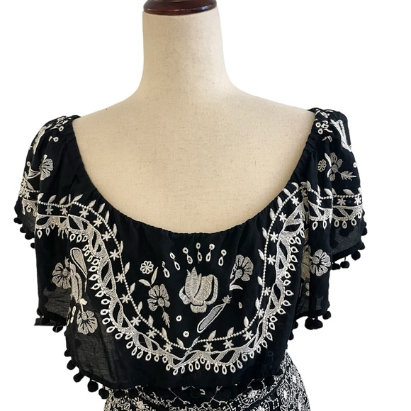 ANTHROPOLOGIE Marisol Off-The-Shoulder Midi Embroidered Dress - Picture 4 of 16